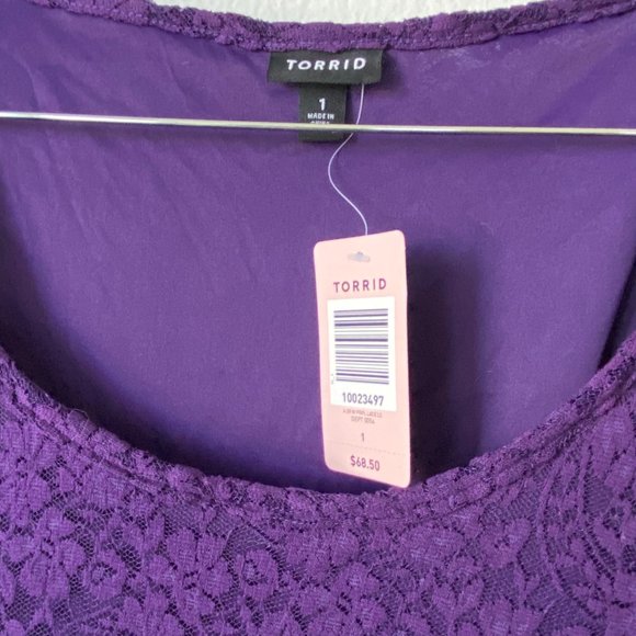 *SOLD* Torrid Purple Lace Belted Skater Dress 1 - Picture 5 of 6